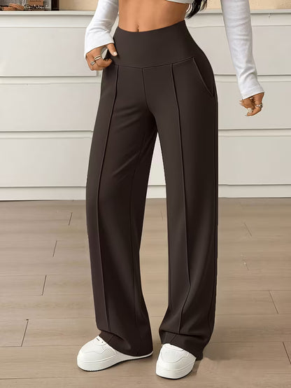 Vera — Pantalón Ancho de Tiro Alto con Cintura Moldeadora