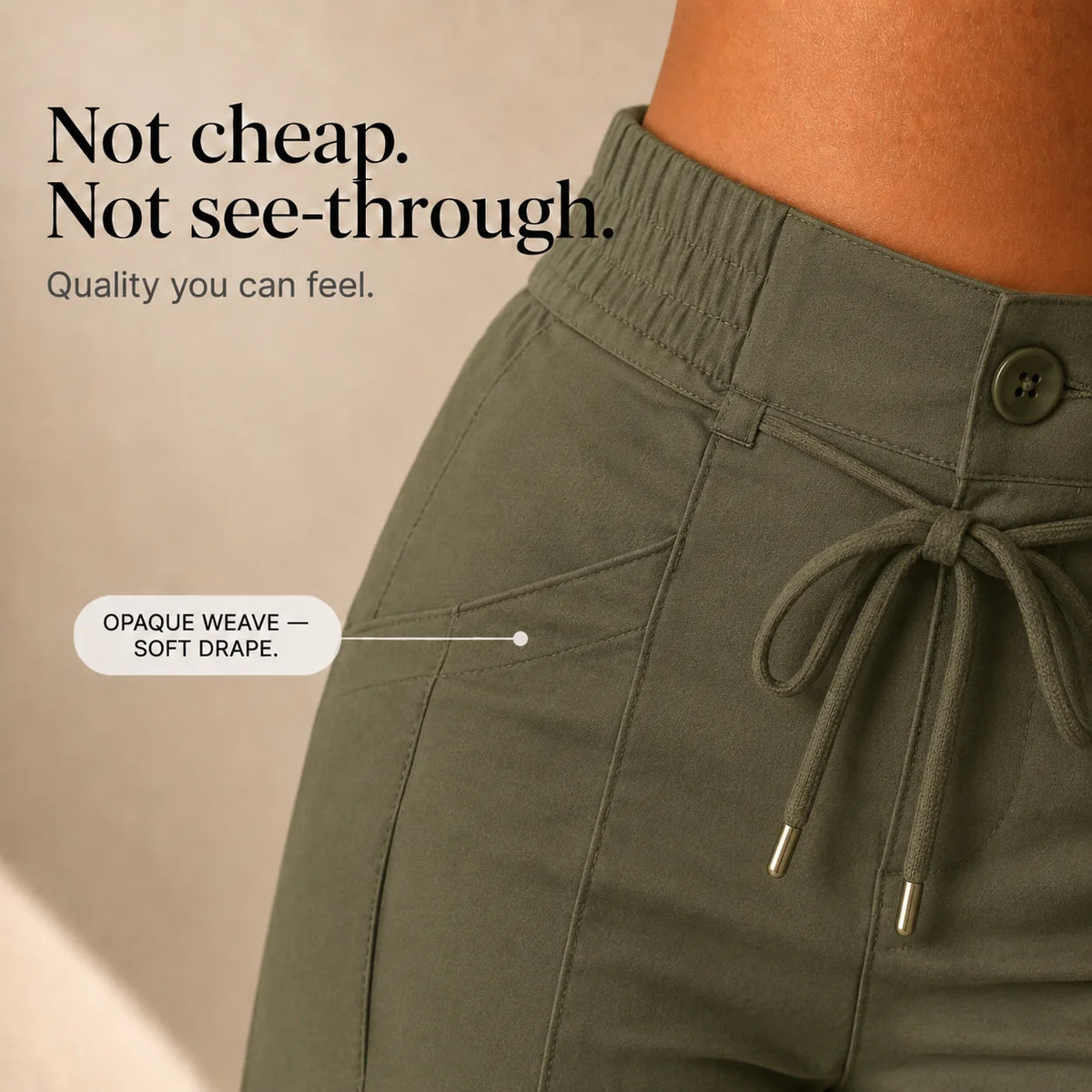 Pantalón Ancho de Tiro Alto con Cordón, Efecto Vientre Plano - new